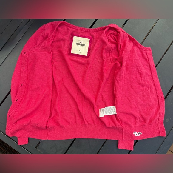 Y2K Hollister Hot Pink Tiered Ruffle Cardigan Sweater Women’s size Medium - Picture 4 of 9